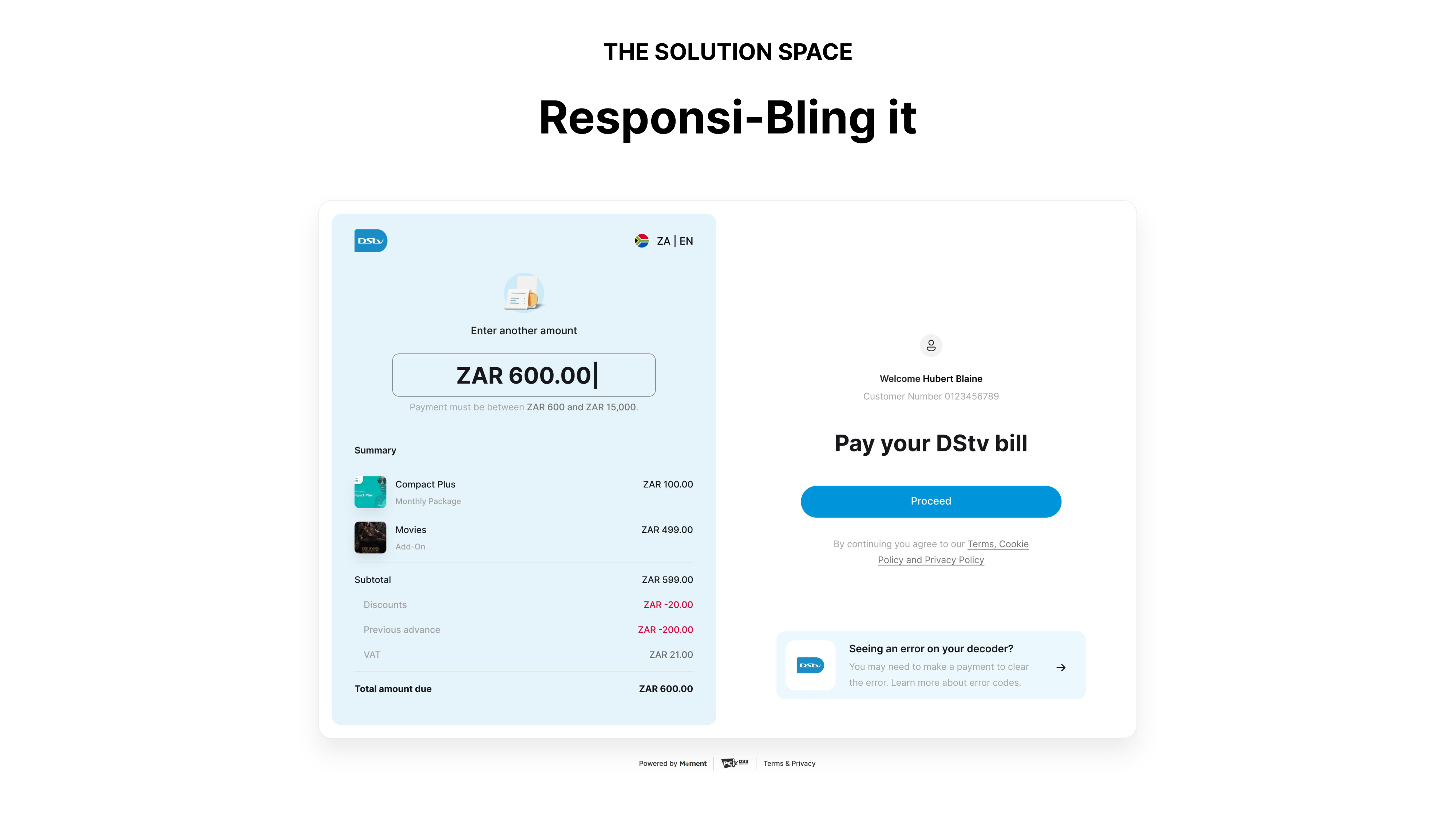 Responsive bill page with full amount breakup
