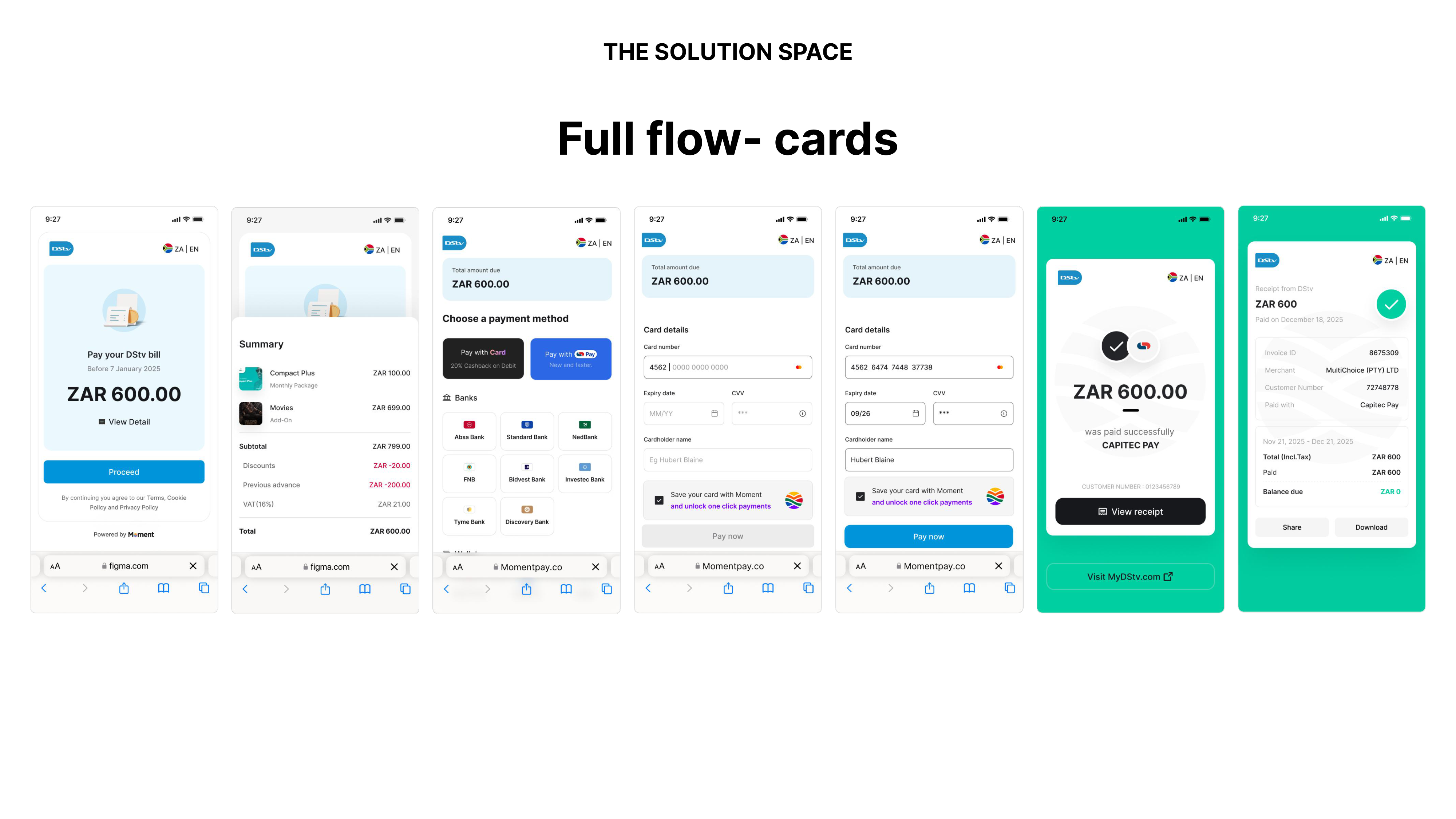 Moment unified billing — full payment flow on mobile