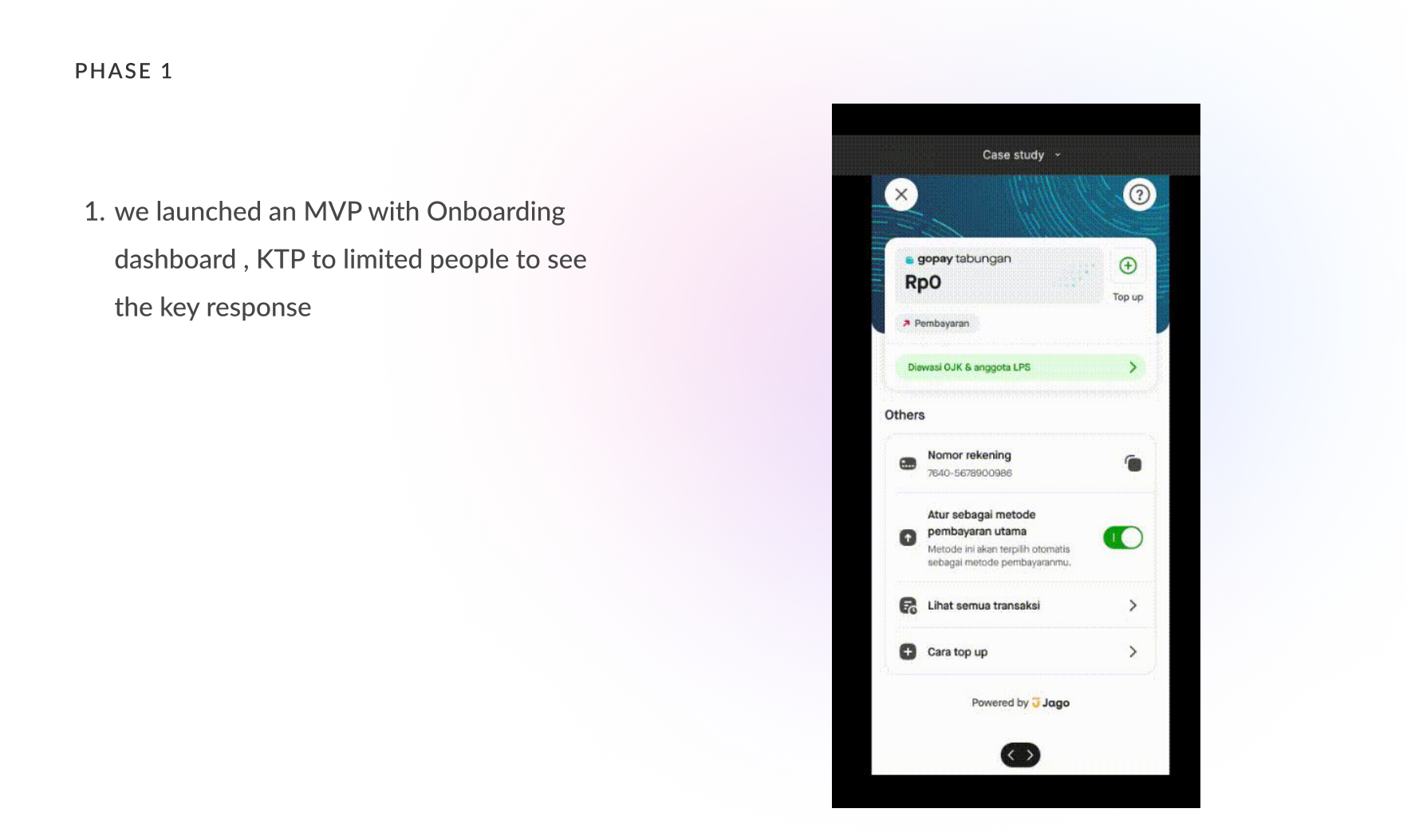 Phase 1 MVP onboarding dashboard and KTP